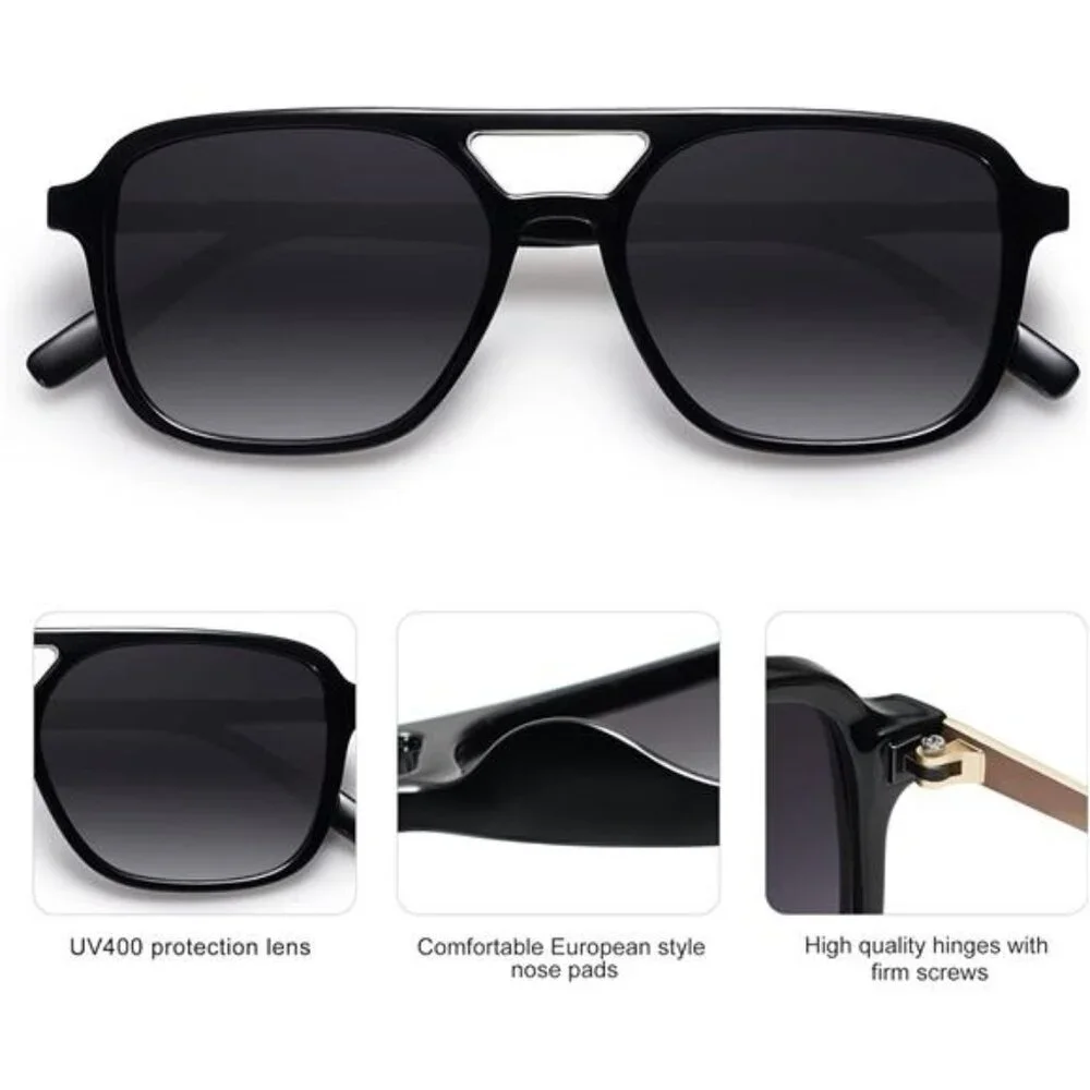 SOJOS Retro Aviator Sunglasses for Women Men Black/Black
